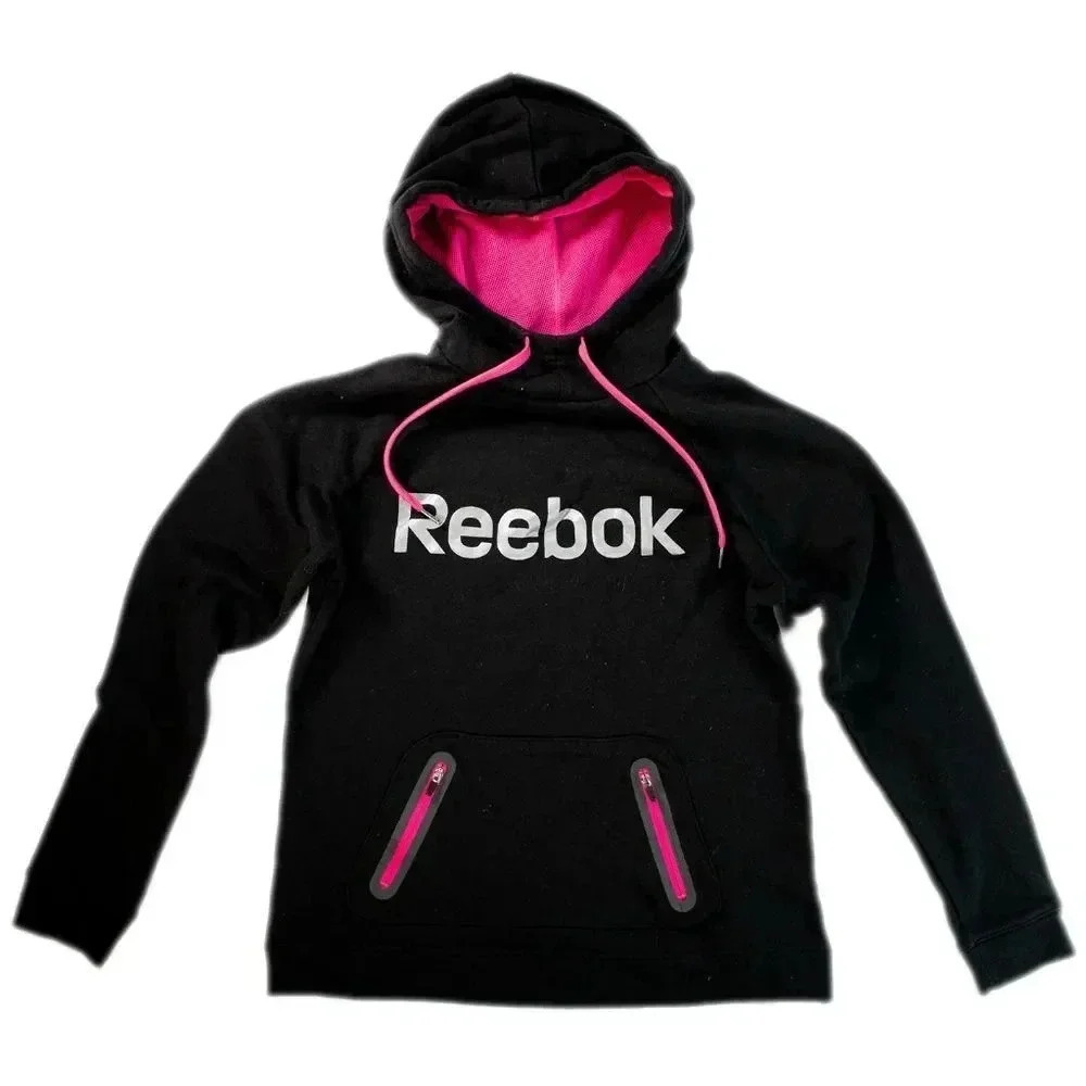 Reebok Black/Pink Pullover Hoodie S